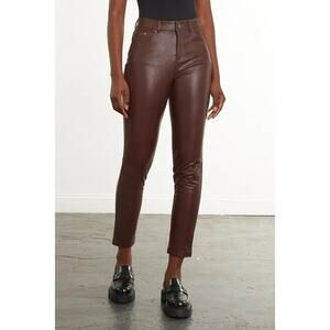 Commando Faux Leather Five Pocket Skinny Pants in Oxblood Red Size Large New